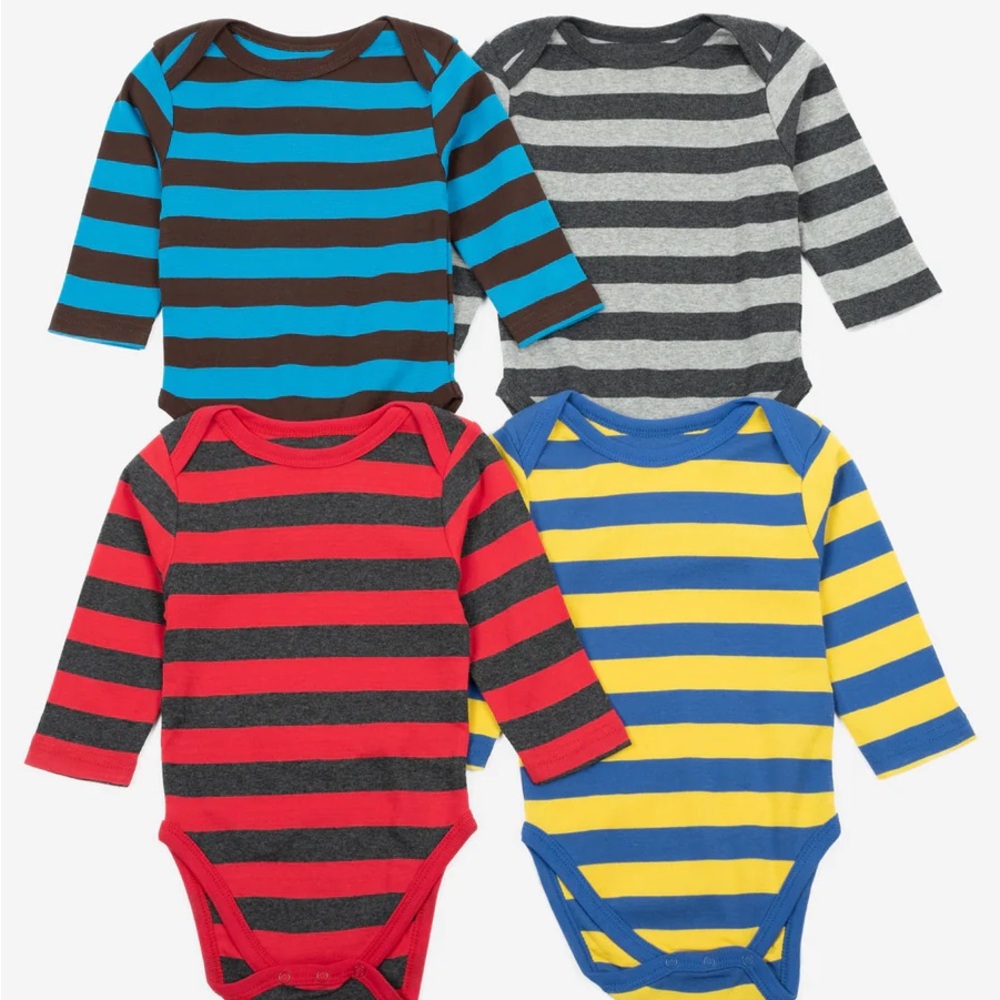 Leveret Baby Cotton Bodysuits Striped 4-Pack (NWT)